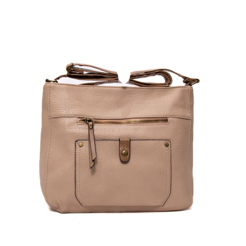 Sac bandoulière en cuir beige - SARA Sable