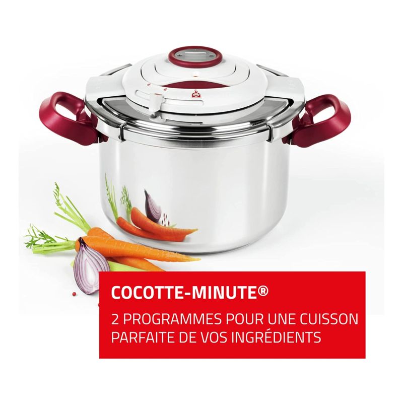 Autocuiseur Cocotte Minute - Clipso+ Précision 10L - Gris/Rouge